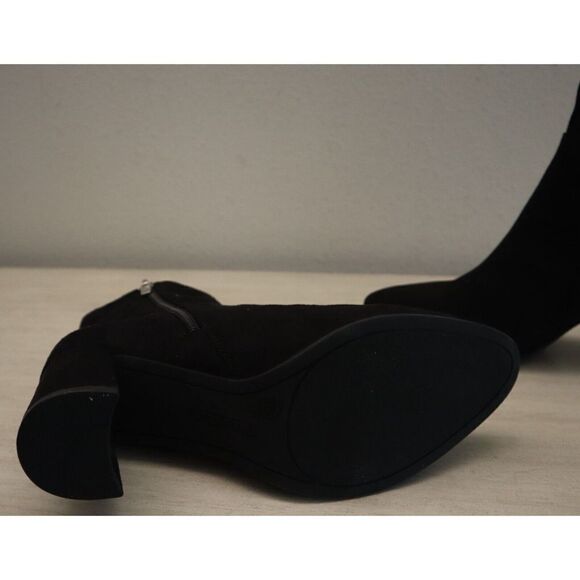 Marc Fisher Women Sz 6.5M Black Faux Suede Dyvine Pointy Toe Block Heel Booties - Picture 4 of 4